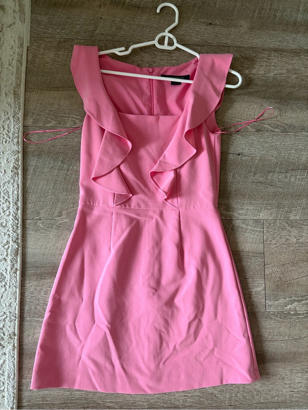French Connection Pink Ruffle-Front Mini Dress